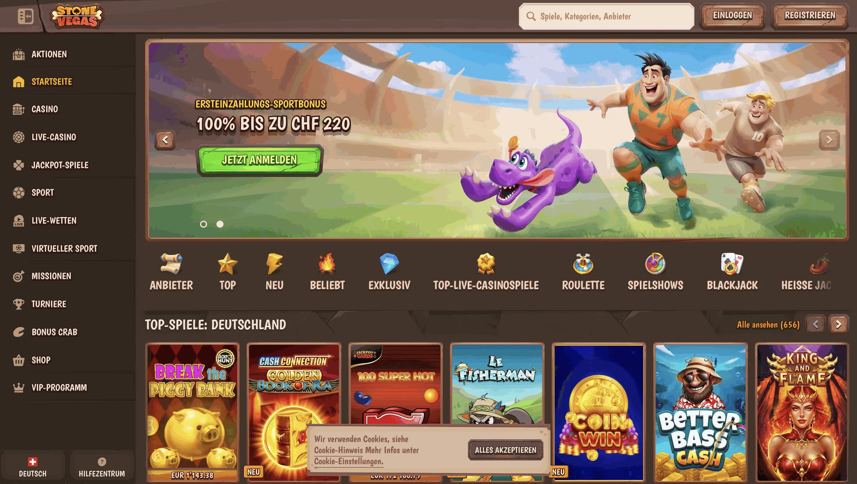 Stone Vegas Online Casino Startseite